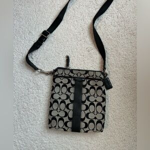 Coach Signature Black and Gray Crossbody Bag